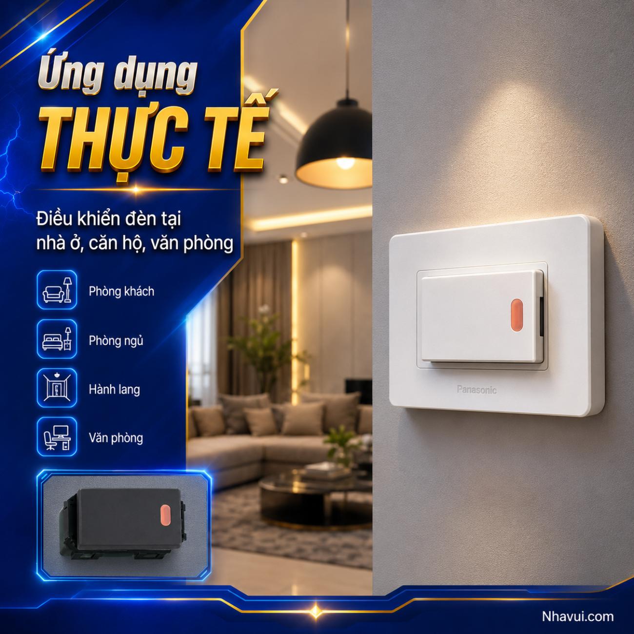 Công tắc B 1 chiều có đèn báo khi OFF Panasonic Wide Series